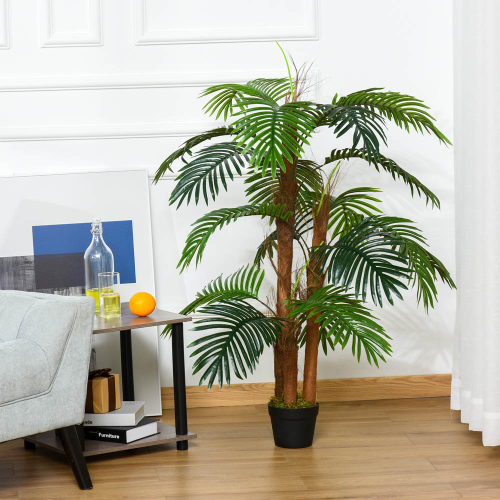 Outsunny Tropical Palm Tree Artificial Plant In Pot 4ft Image 2