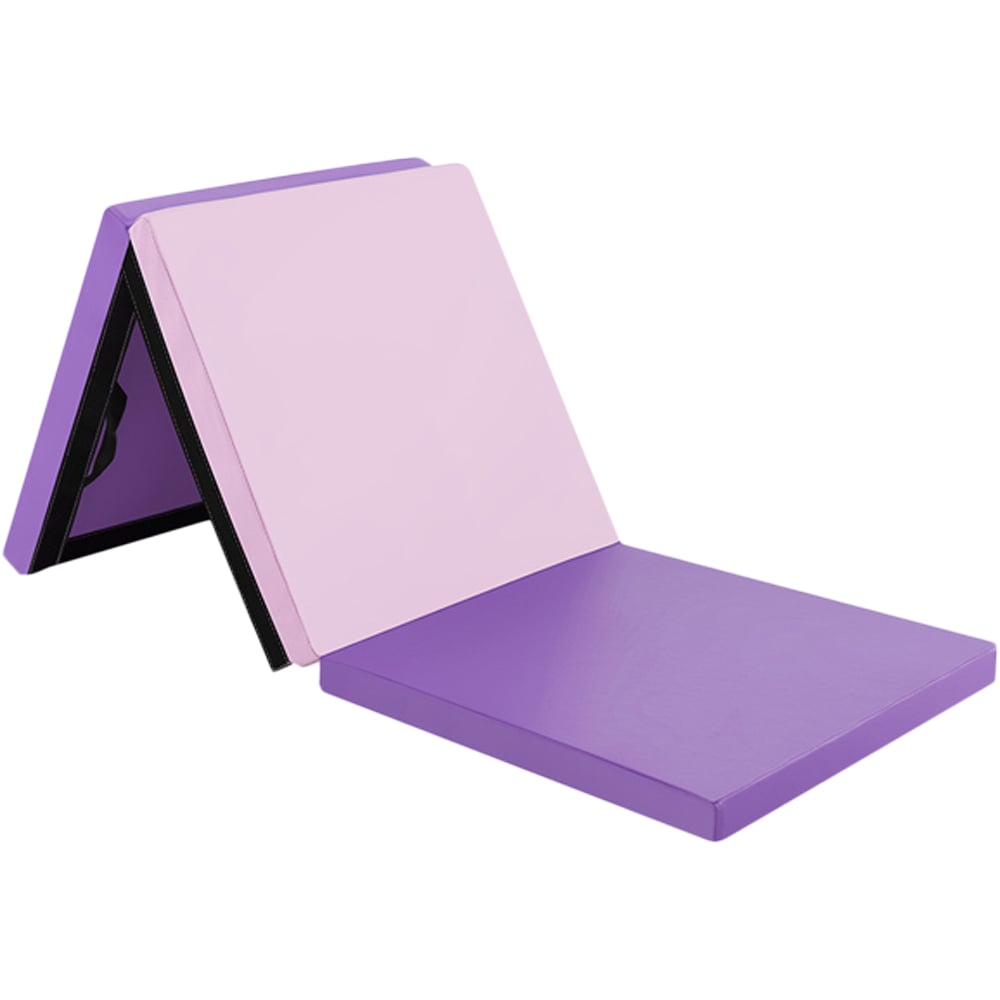 Costway Foldable Pink and Purple Exercise Mat Image 1