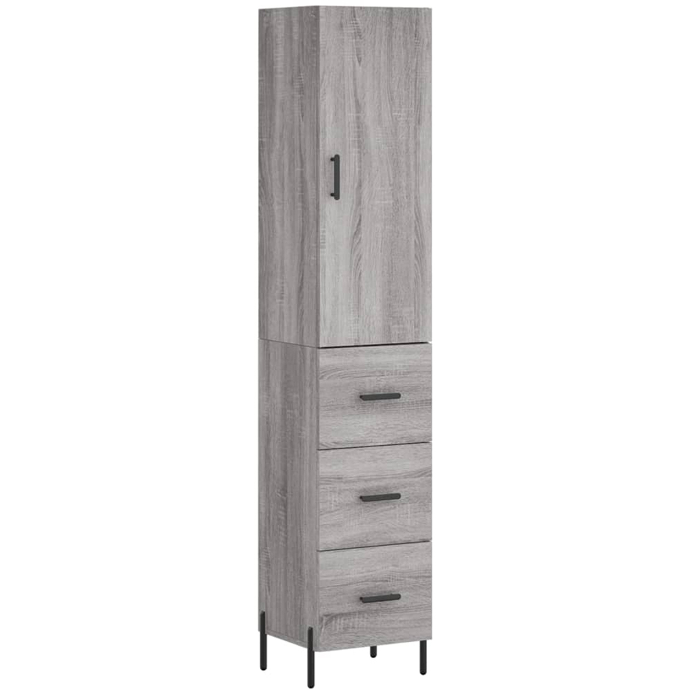 vidaXL Single Door 3 Drawer Grey Sonoma Highboard Image 2