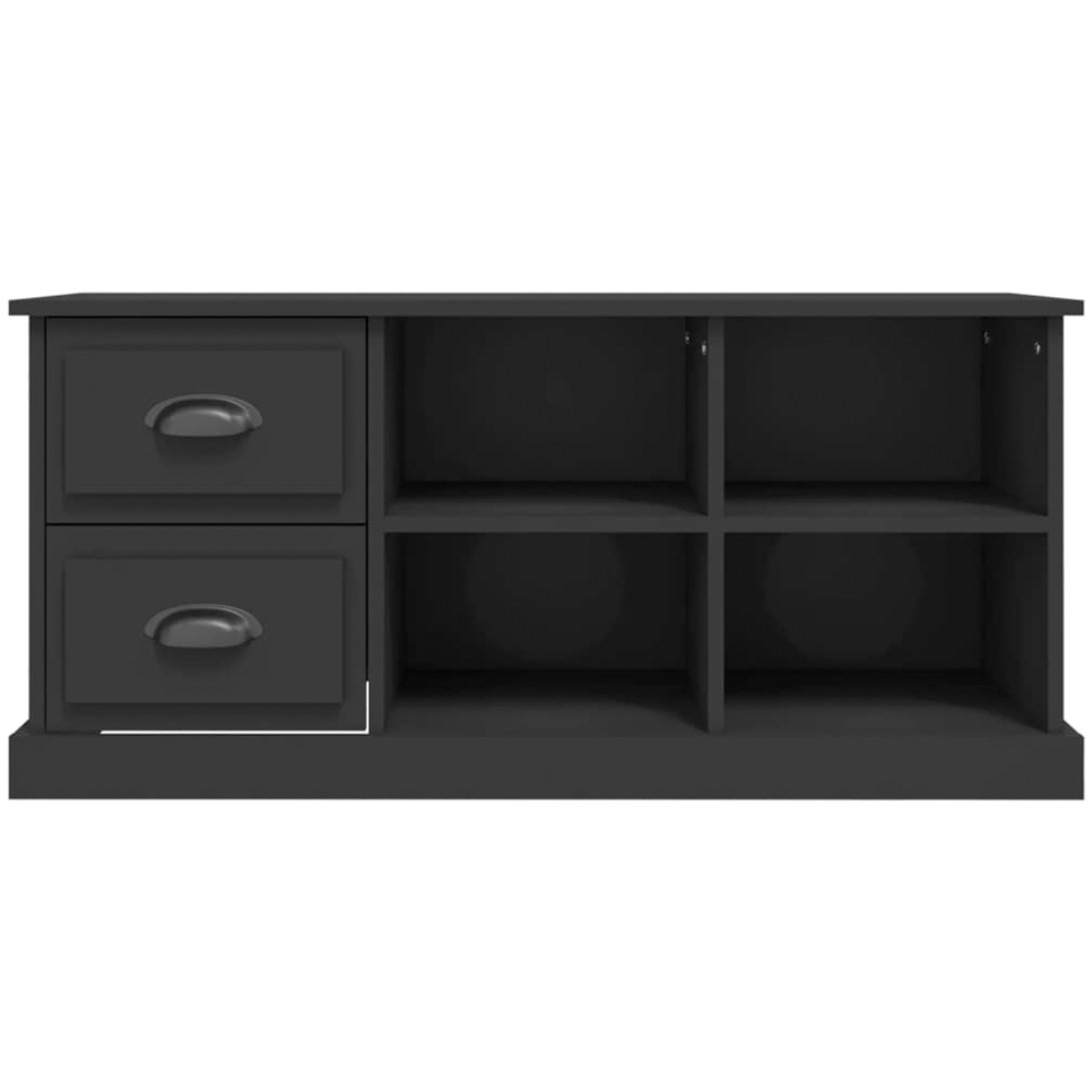 vidaXL 2 Drawer 4 Shelf Black TV Cabinet Image 4