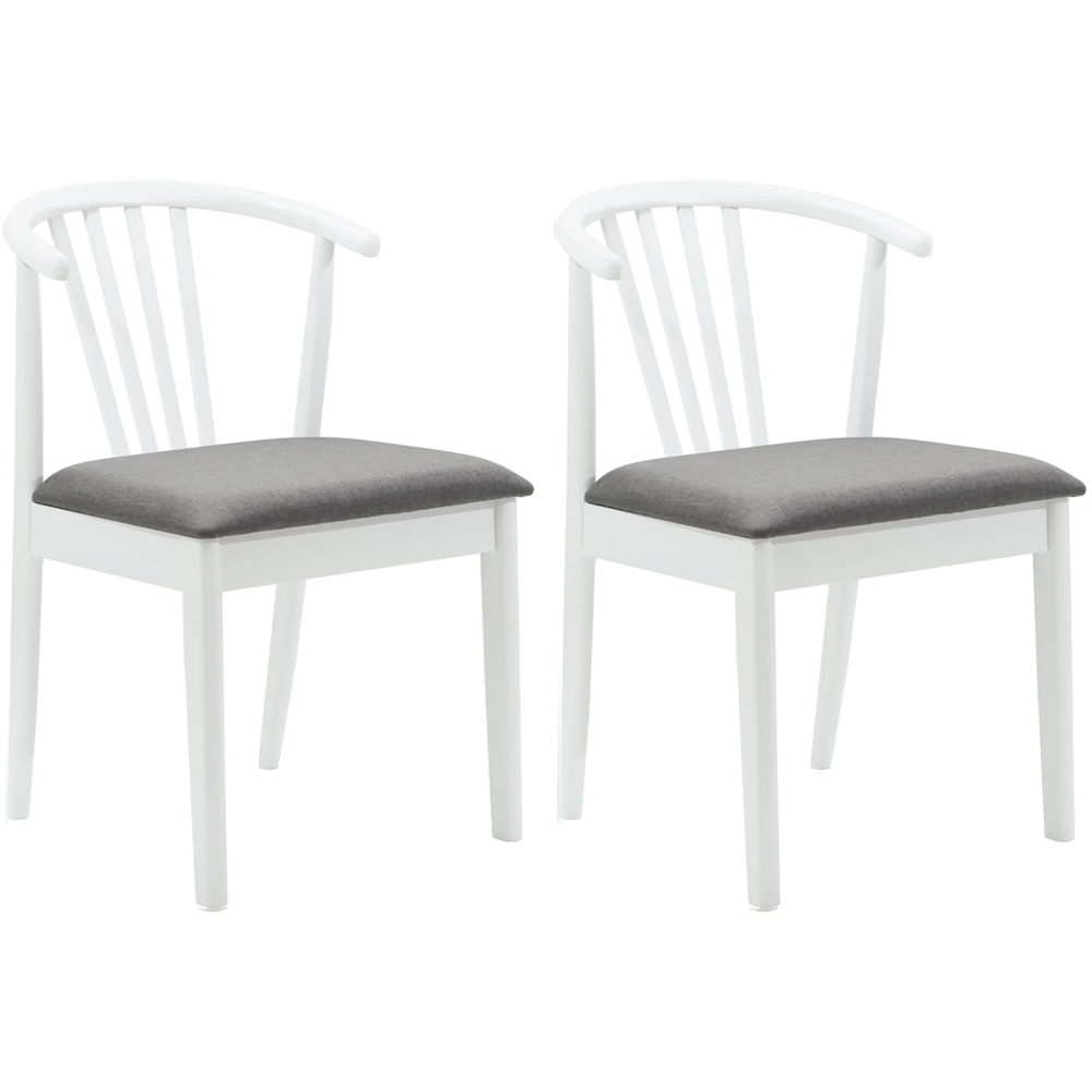 vidaXL Set of 2 White and Grey Rubberwood Vintage Dining Chairs Image 8