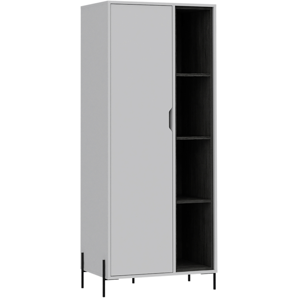Core Products Dallas Single Door White and Carbon Grey Bookcase Display Cabinet Image 3