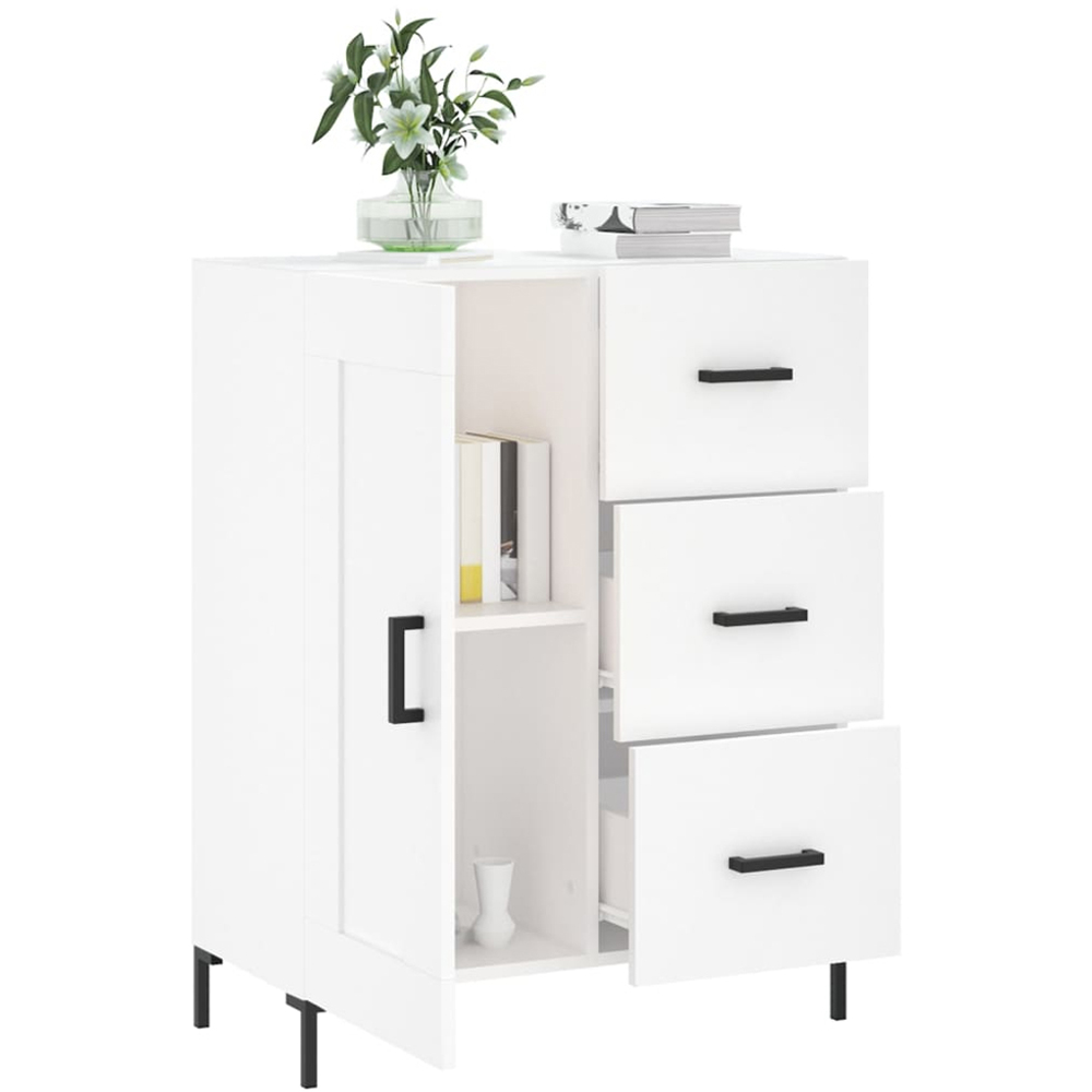 vidaXL Single Door 3 Drawer White Sideboard Image 4