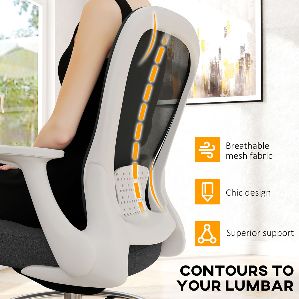 Portland Black and White Mesh Draughtsman Drafting Office Chair Image 7