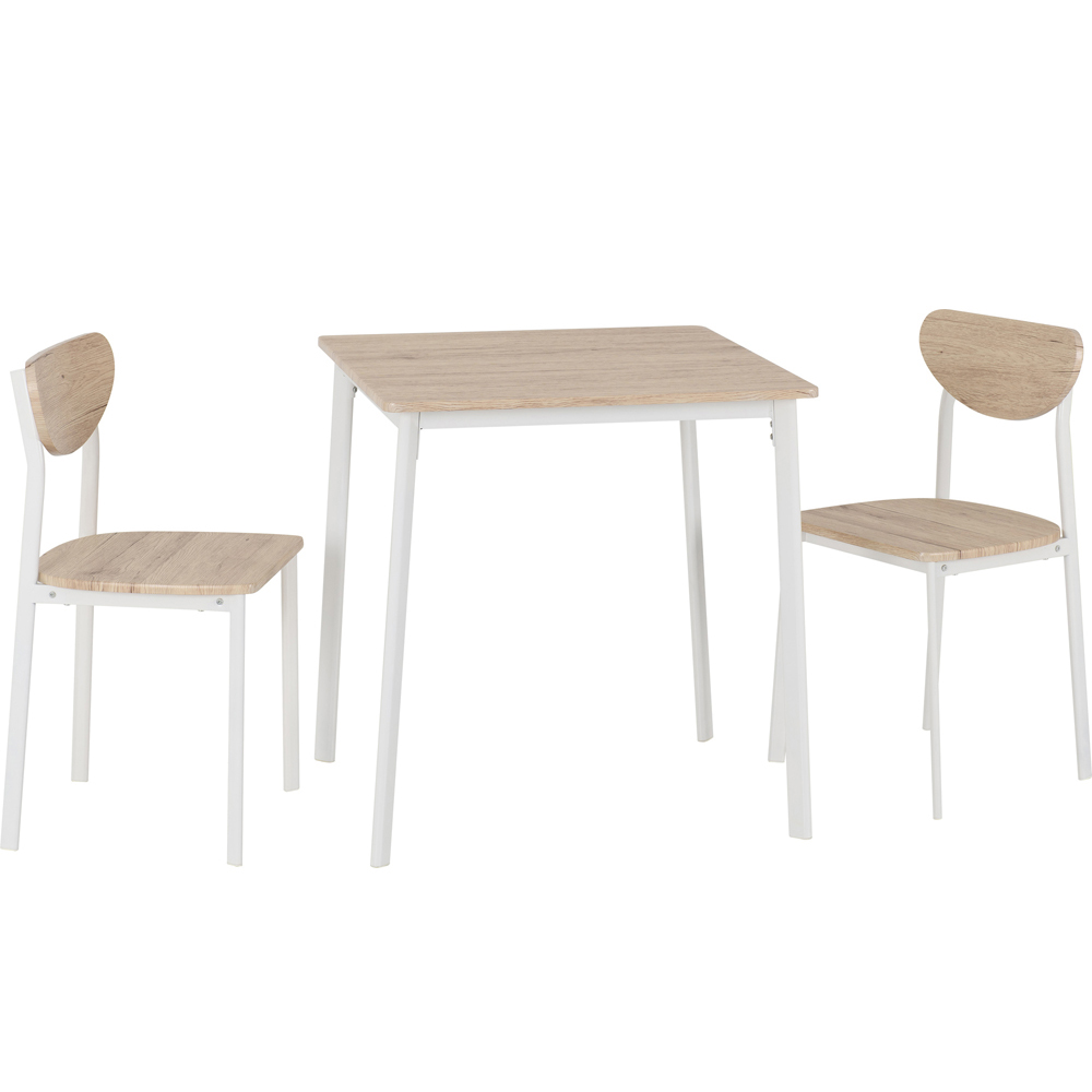 Seconique Riley 2 Seater Large Dining Set Light Oak Veneer and White Image 2