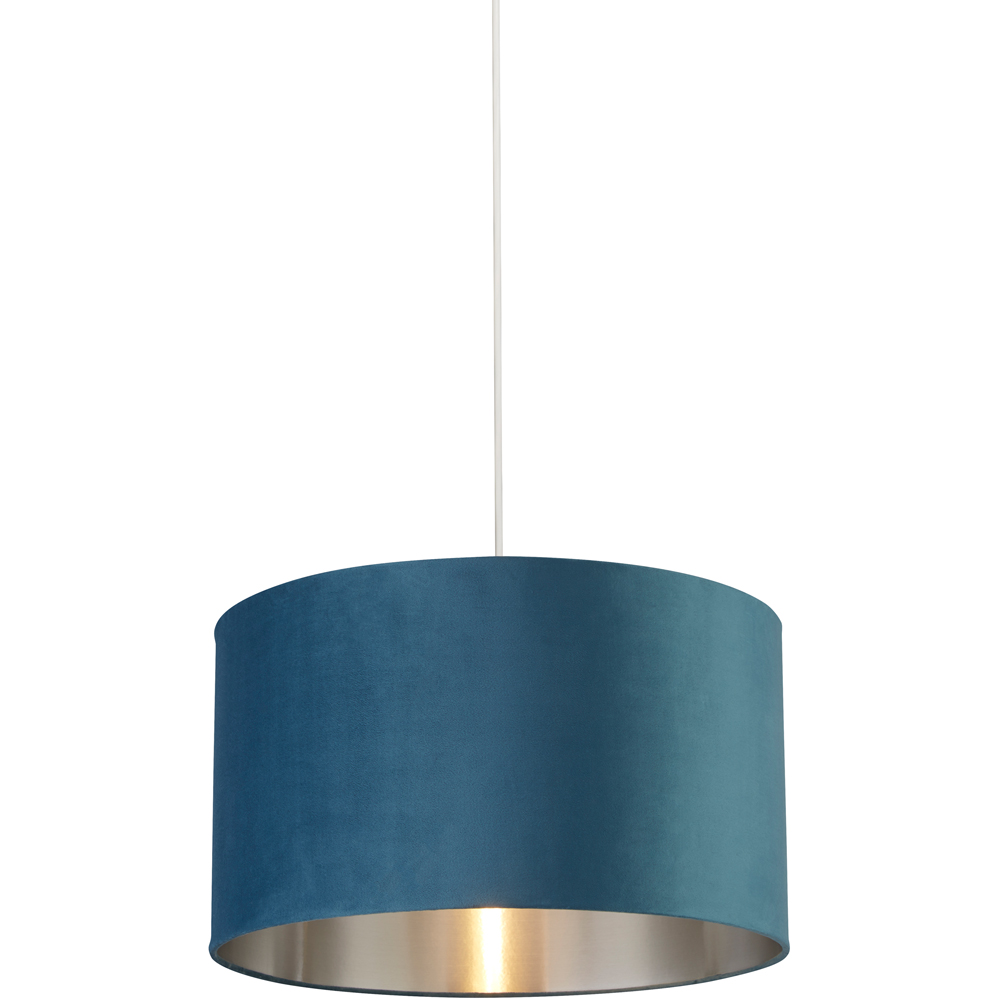 Lighting Collection Teal Silver Inner Velvet Drum Shade 45cm Image 3