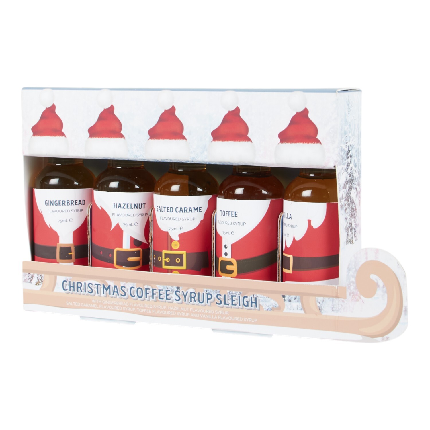 Set of 5 Christmas Coffee Syrups in Sleigh Image 2