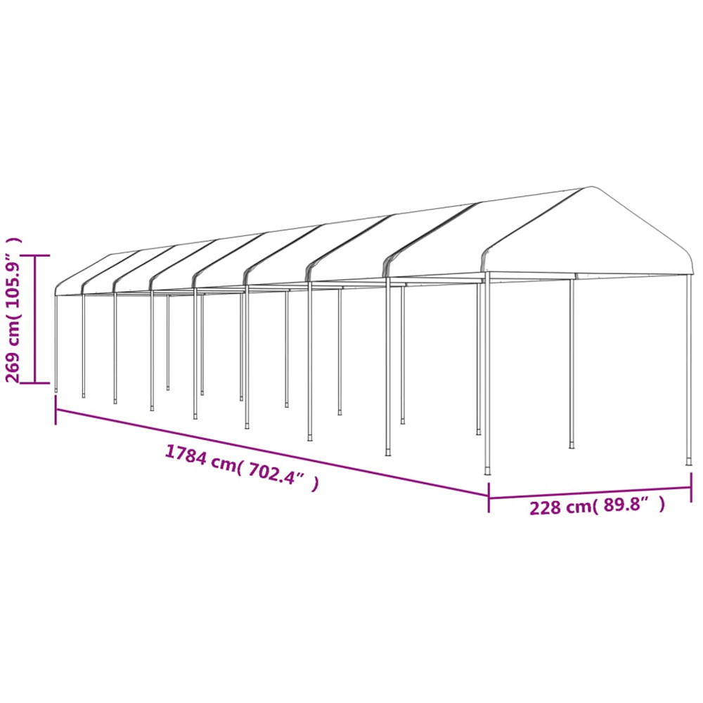 vidaXL 17.84 x 2.28m White Gazebo with Roof Image 5