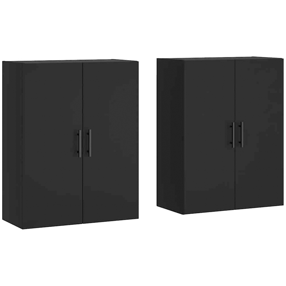 vidaXL 2 Door Black Wall Mounted Storage Cabinets 2 Pack Image 2