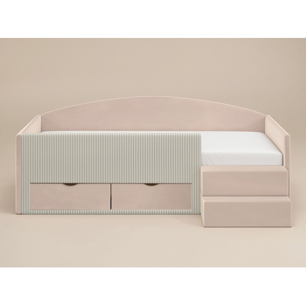 Flair Elisa Pink Velvet Storage Low Sleeper Bed with Beige Cord Image 3