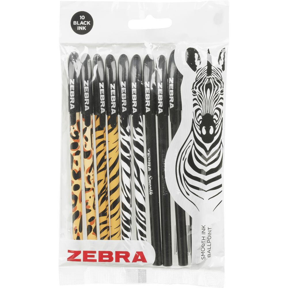 Zebra Doodlerz Animal Stick Black Pen 10 Pack Image 1