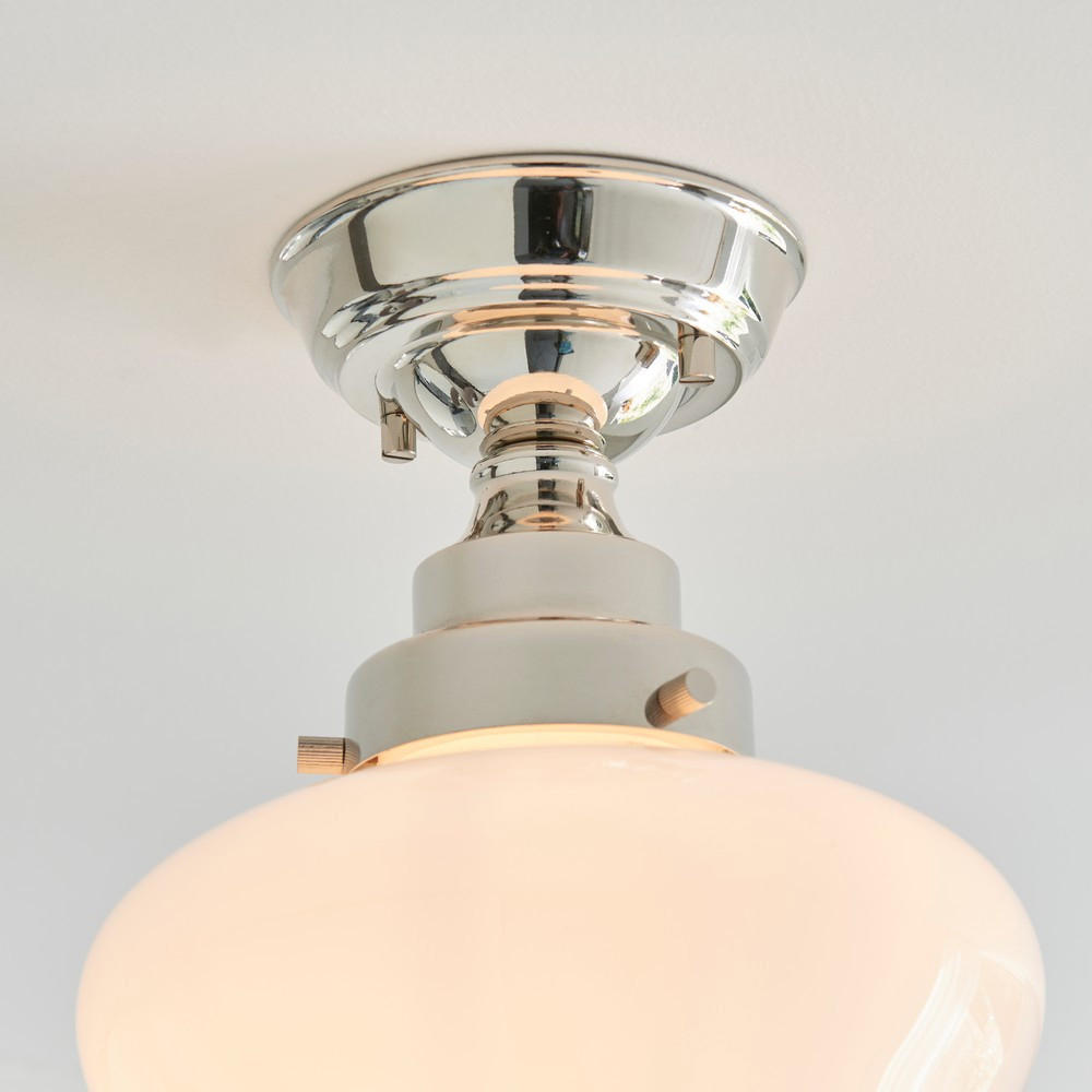 Merano Finale Bright Nickel Plate Opal Glass Semi Flush Ceiling Light Image 4