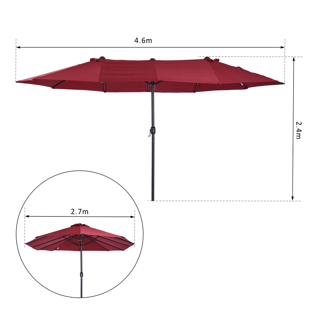 Outsunny Wine Red Crank Handle Parasol 4.6m Image 3