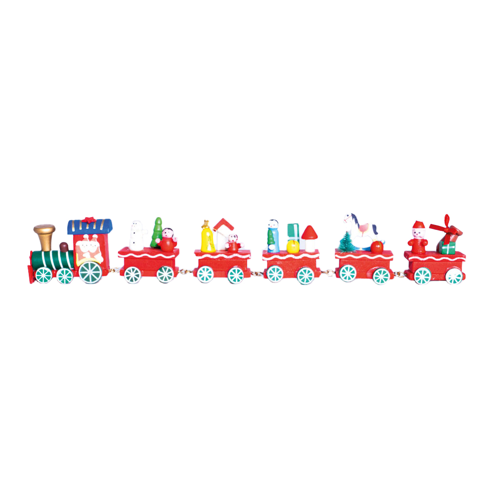 St Helens Red Wooden Christmas Train Set Decoration Image 1