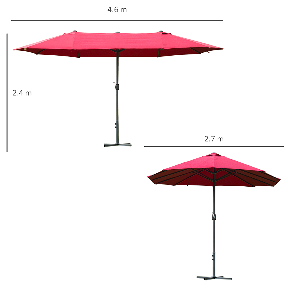 Outsunny Red Crank Handle Double Sided Parasol 4.6m Image 4