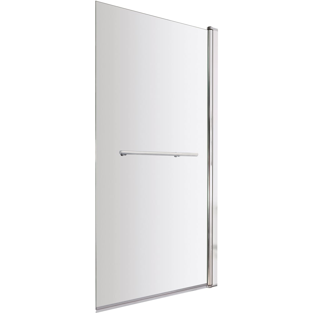 nuie Chrome Square Shower Bath Screen with Fixed Rail 790mm Image 1