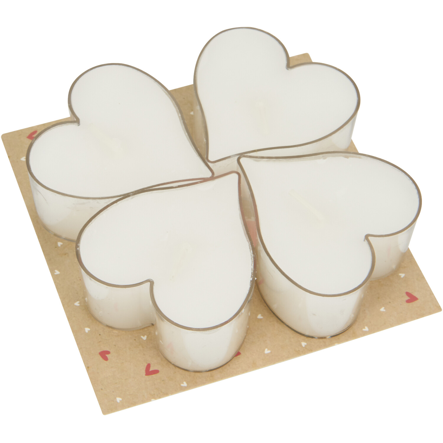 Pack of 4 Heart Vanilla Tealights - White Image 2