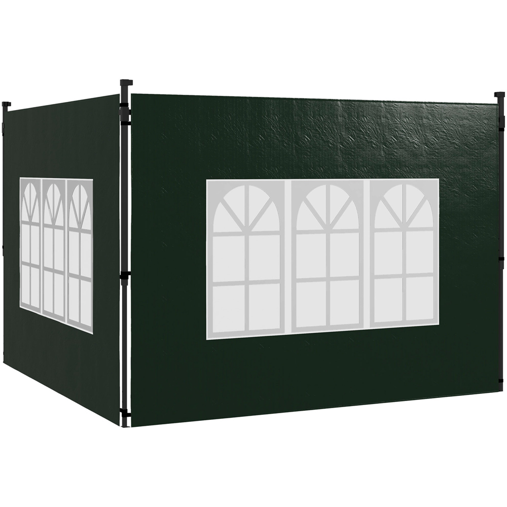 Outsunny 2 x 3m Green Gazebo Replacement Side Panel with Window 2 Pack Image 2