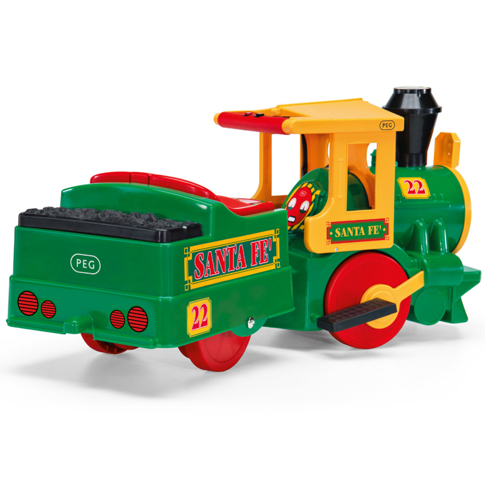 PEG Santa Fe Kids Electric Ride-On Train with Track and Sound Effects Green 6V Image 5