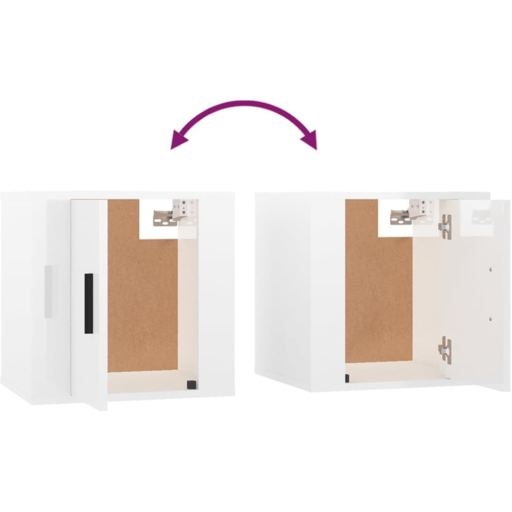 vidaXL Single Door High Gloss White Wall-Mounted TV Cabinet Set of 2 Image 9