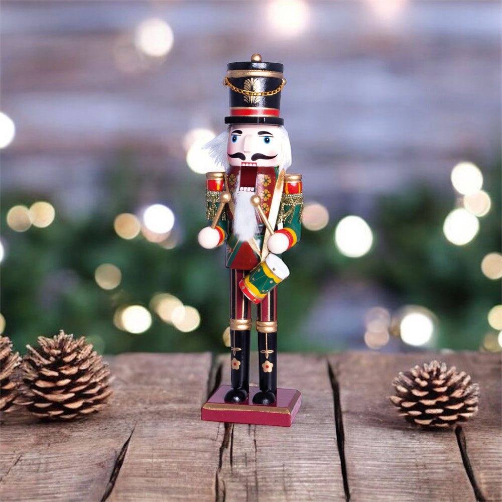 St Helens Classic Drum Green Wooden Nutcracker 30cm Image 3