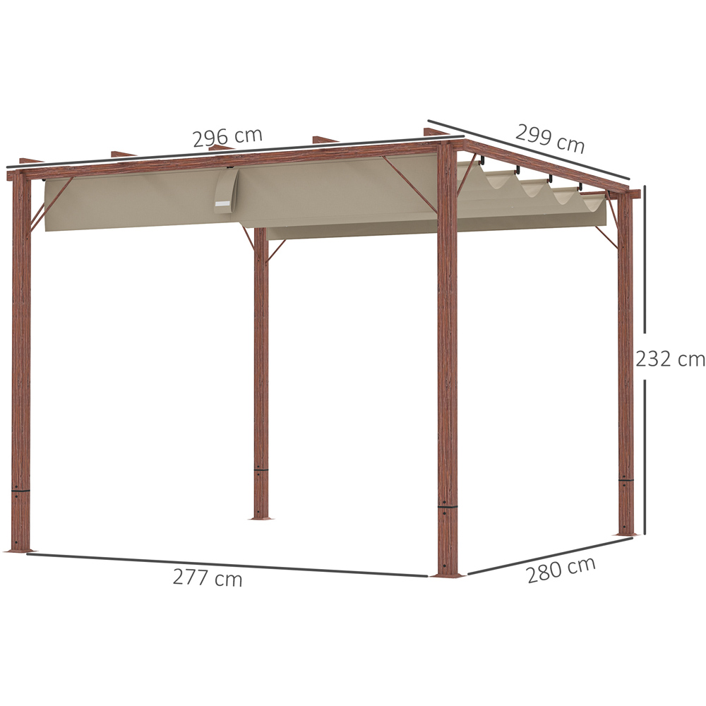 Outsunny 3 x 3m Natural Aluminium Garden Pergola with Retractable Roof Image 8