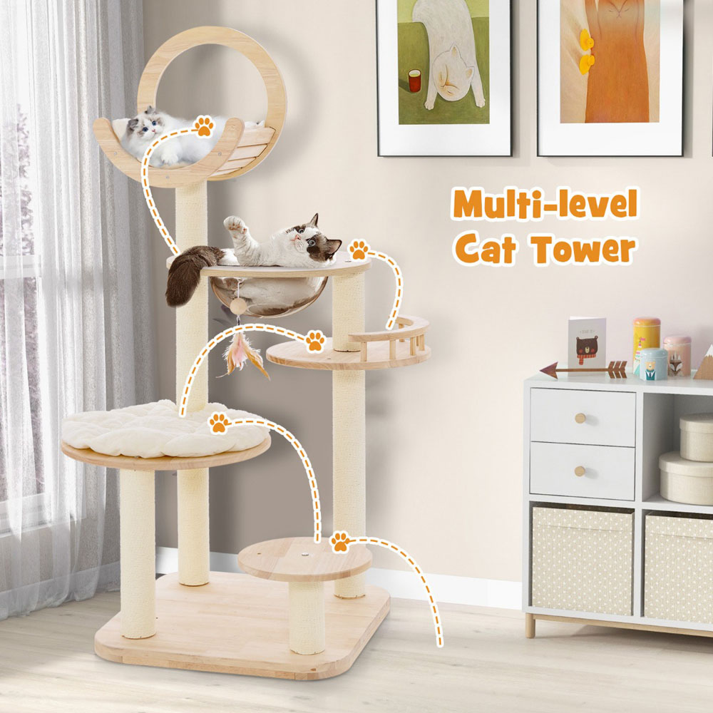 Costway 145cm 4 in 1 Sisal Rope Cat Tree Scratcher Image 2