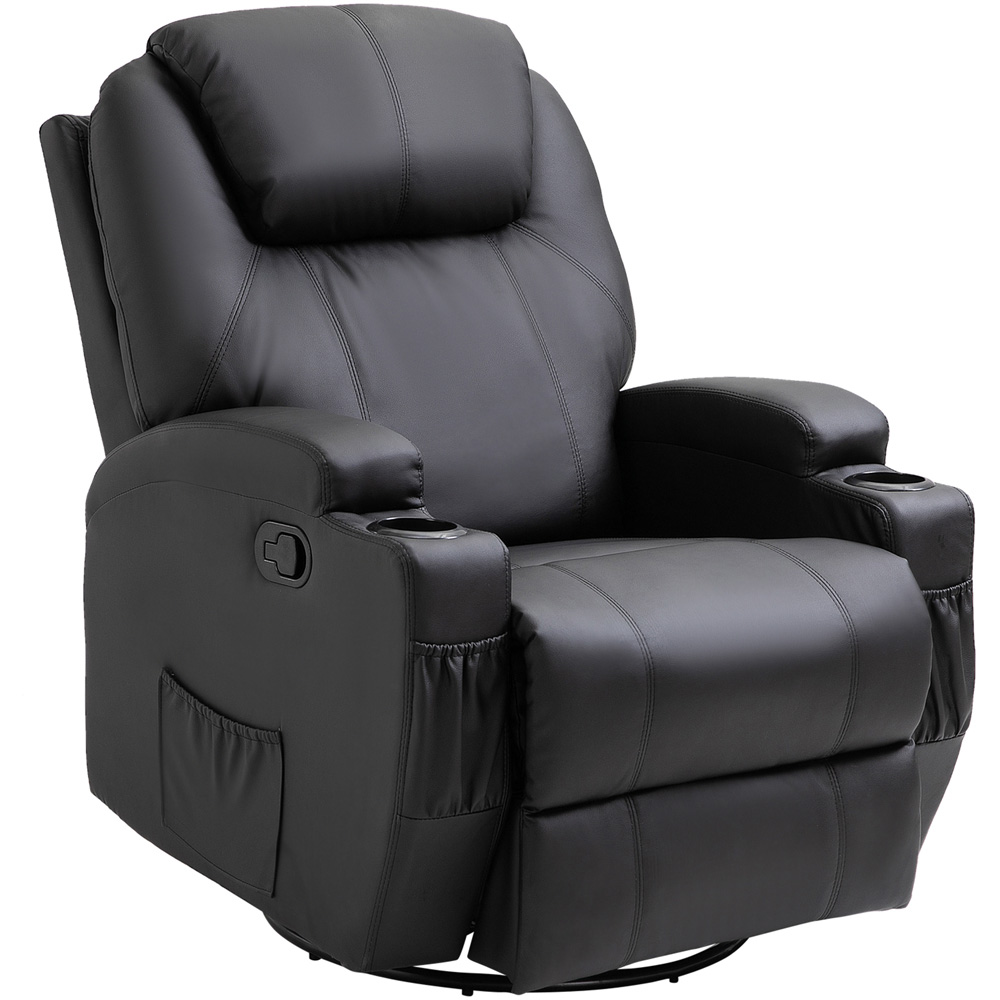 Portland Black PU Leather Manual Recliner Chair with Remote Control Image 2