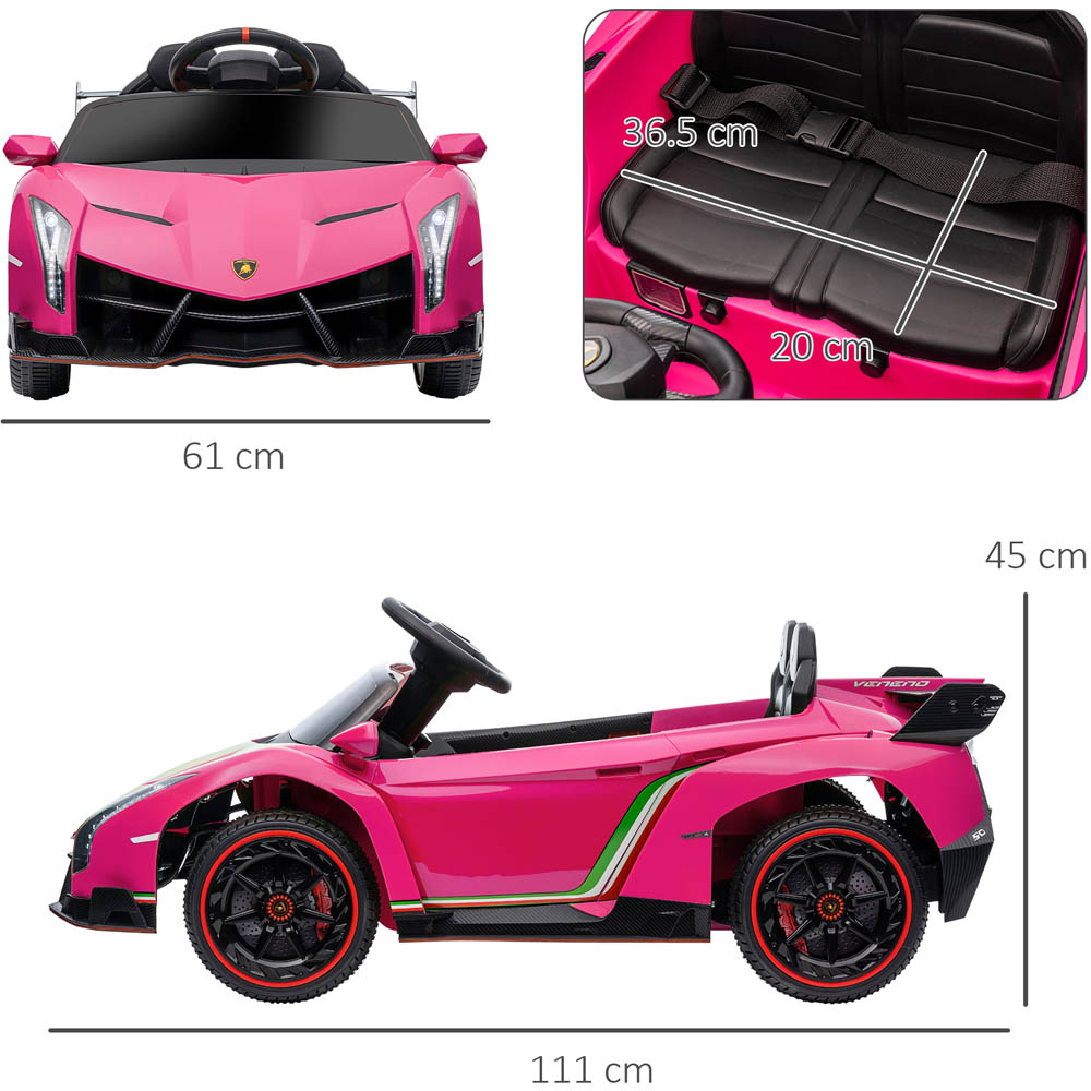 Tommy Toys Lamborghini Veneno Kids Ride On Electric Car Pink 12V Image 6