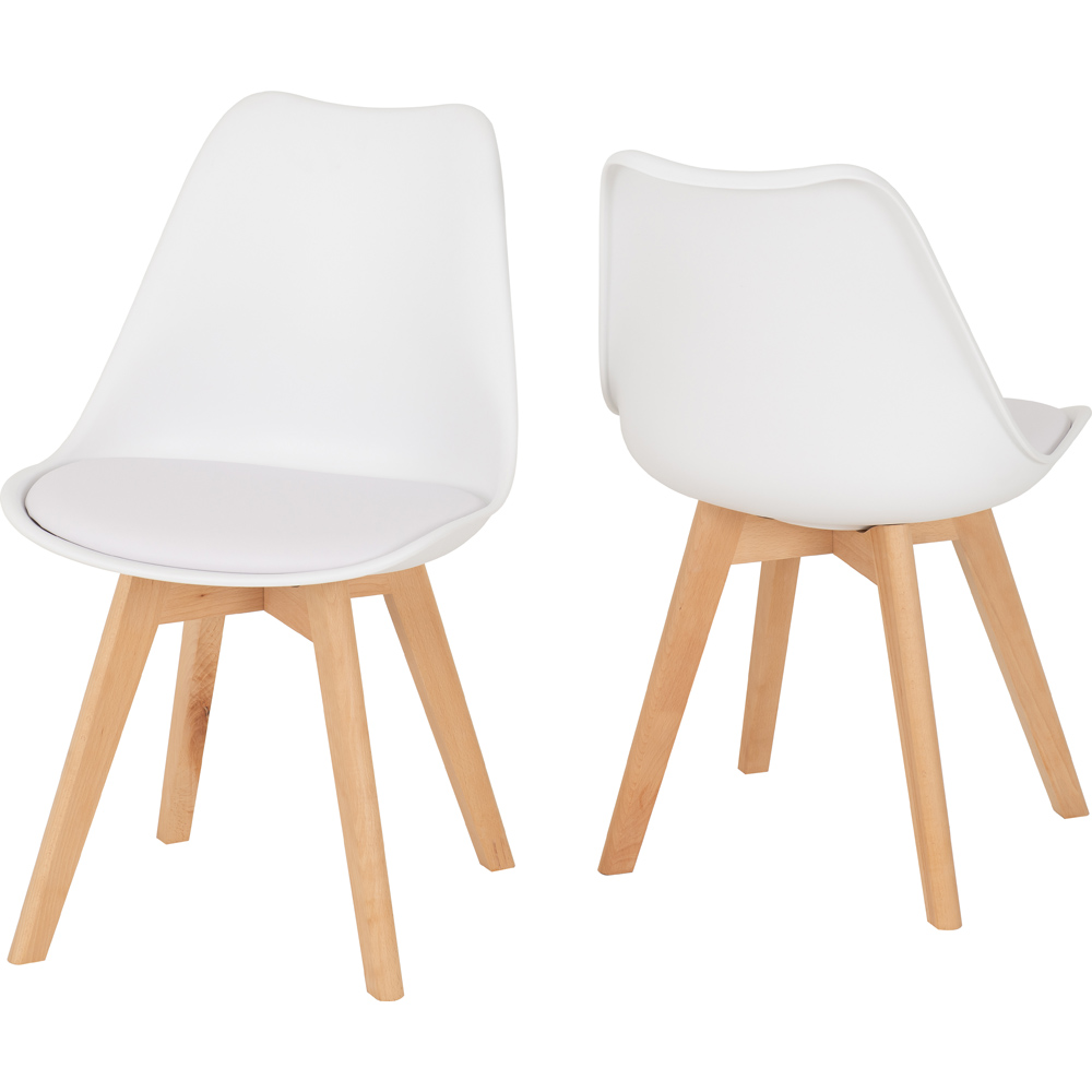 Seconique Bendal Set of 2 White Beech Faux Leather Dining Chair Image 3