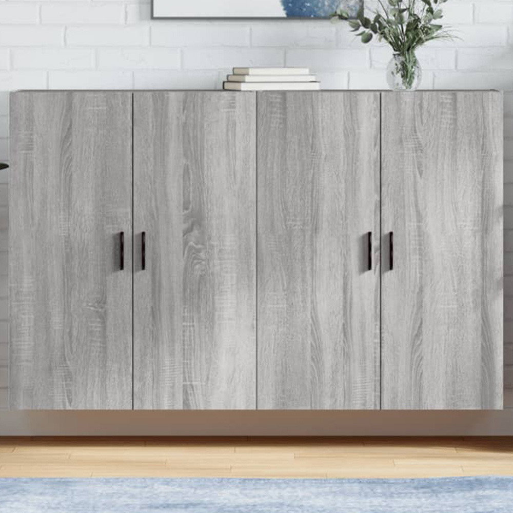 vidaXL 2 Door Grey Sonoma Wall Mounted Cabinet 2 Pack Image 1