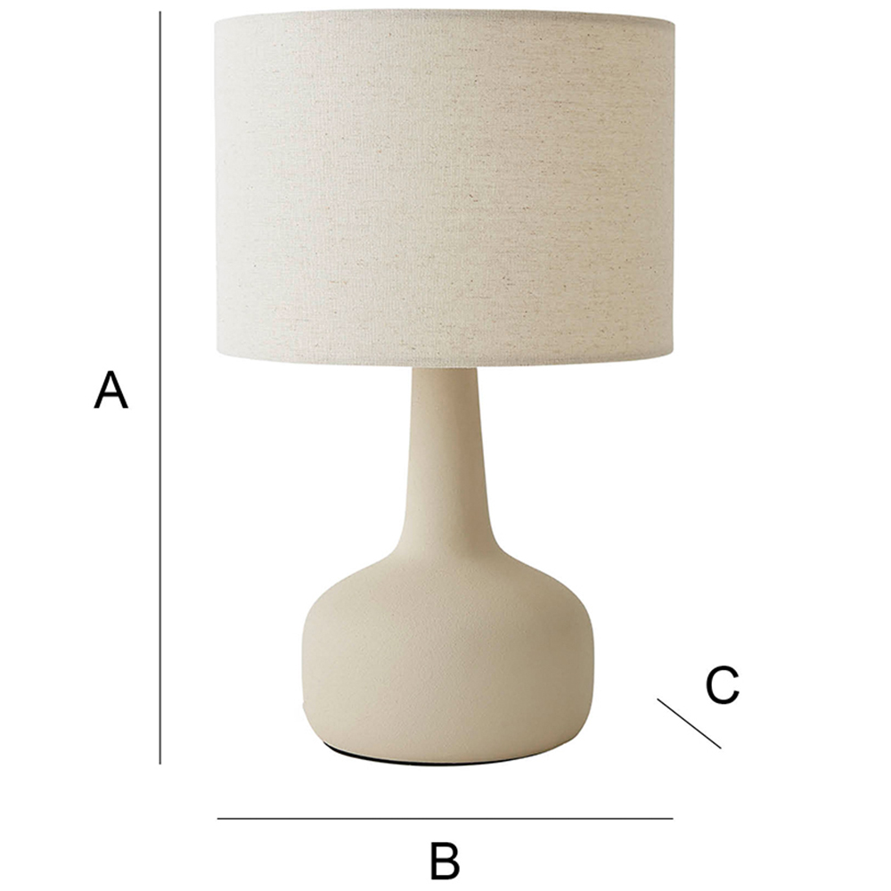 ValueLights Hayley Natural Linen Drum Shade Beige Squat Base Ceramic LED Table Lamp Image 7