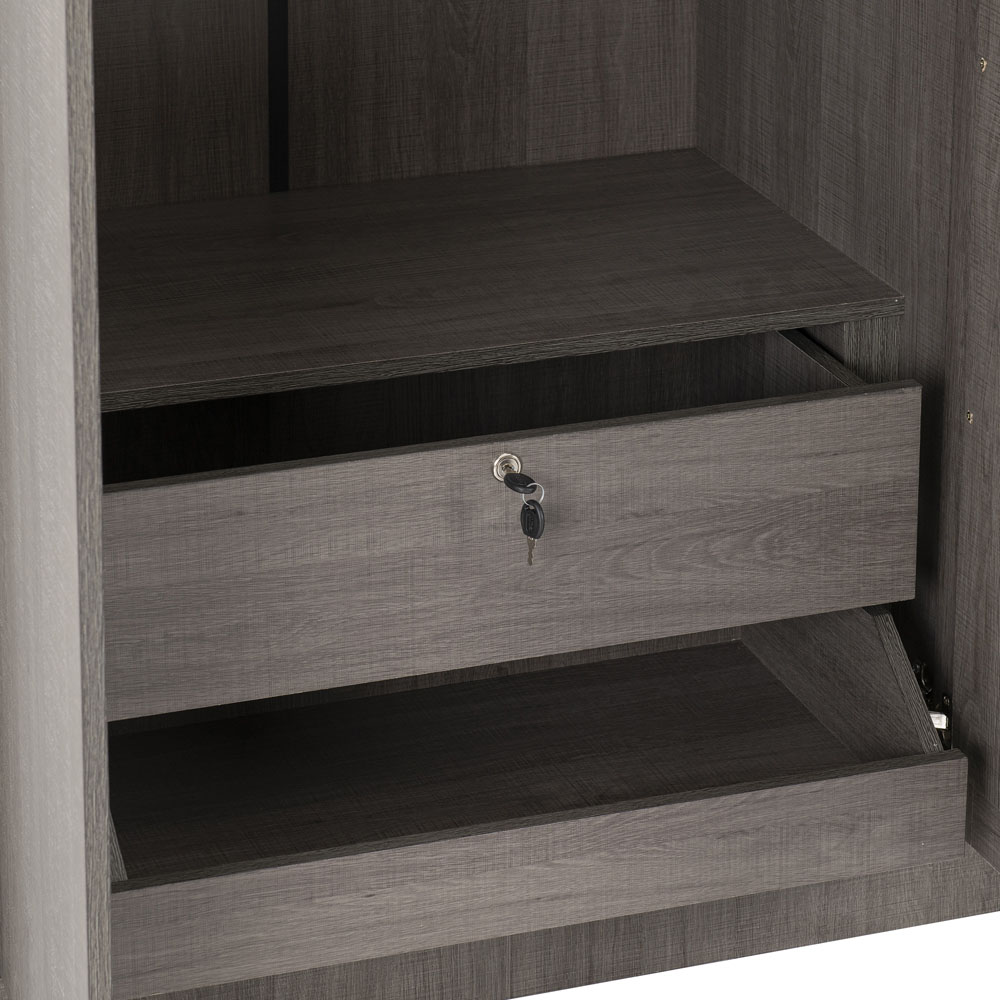 Seconique Lisbon 3 Door Black Wood Grain Wardrobe Image 6