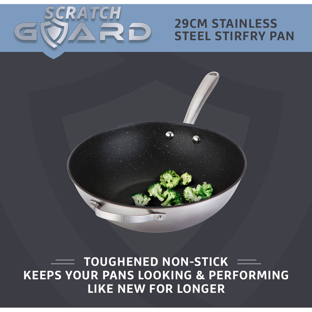 Prestige 29cm Scratch Guard Stainless Steel Stir Fry Pan Image 2