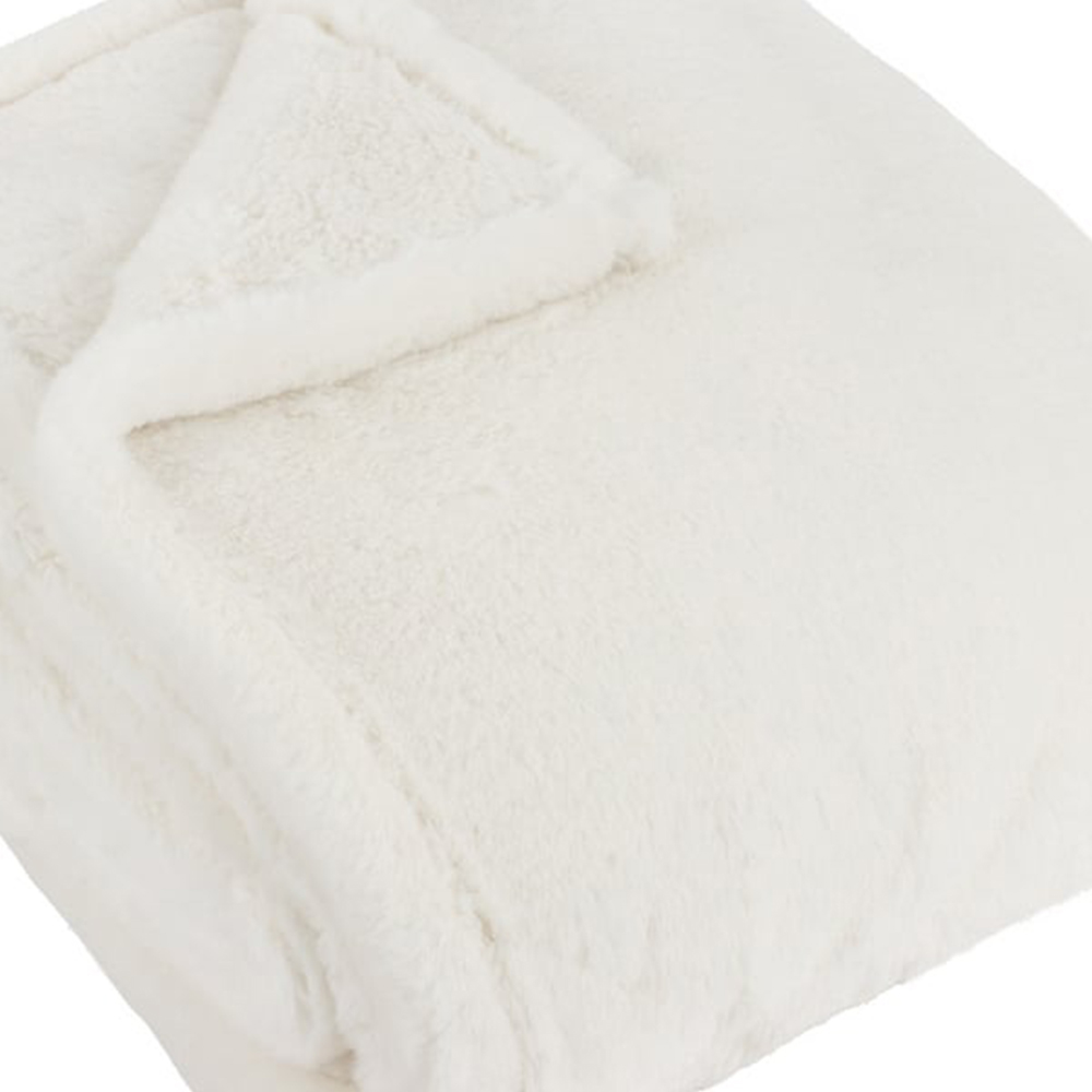 furn. Kallu Ecru Double-Sided Faux-Fur Throw 130 x 180cm Image 3