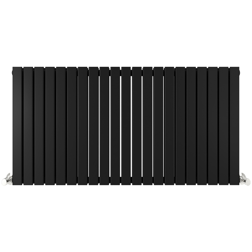 Black 9454 BTU Double Flat Panel Vertical Column Radiator 600 x 1428mm Image 3