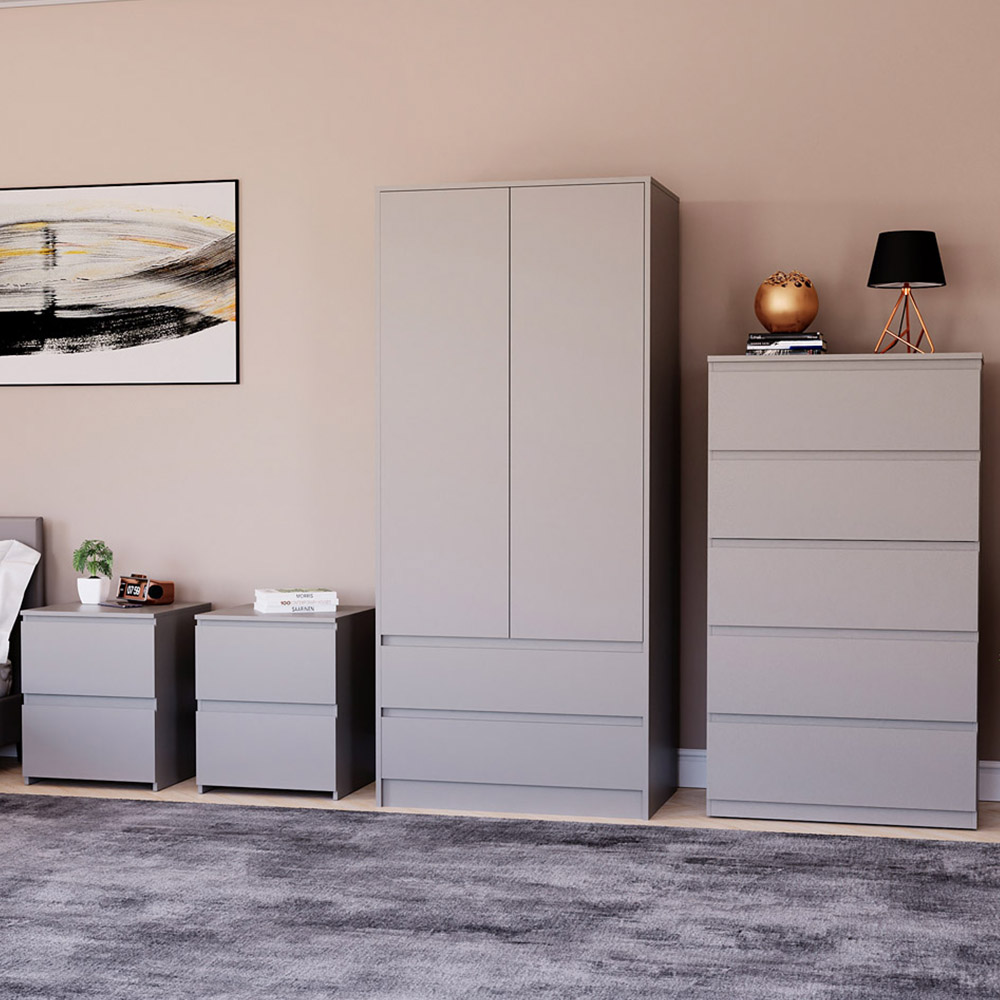 Denver Grey 4 Piece Bedroom Furniture Set Image 1