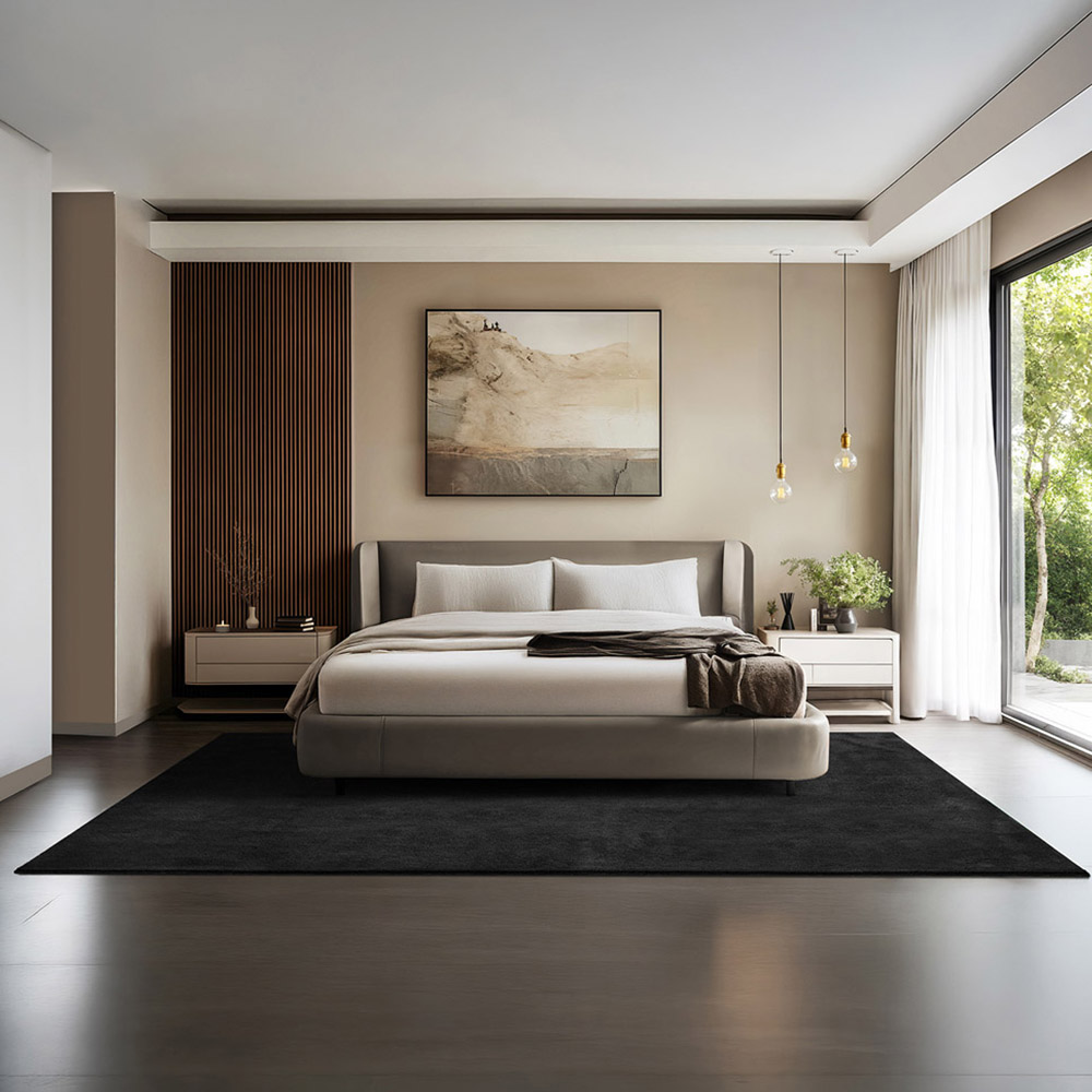 tectake Zonelle Black Short Pile Ultra Soft Rug 290 x 200cm Image 2