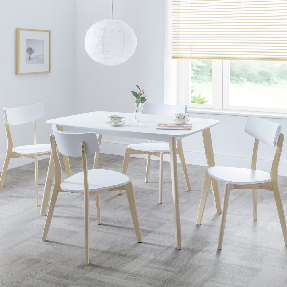 Julian Bowen Casa Set of 4 White and Oak Dining Chair Image 1