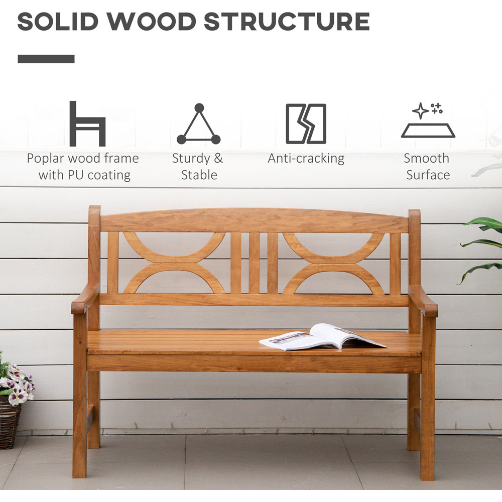 Outsunny 2 Seater Natural Wooden Loveseat Bench Image 7