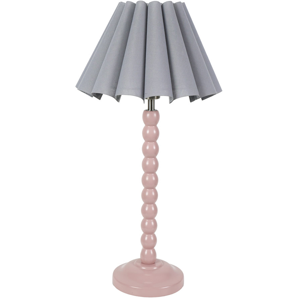 ValueLights Bobbins Grey Scallop Tapered Shade Painted Rose LED Table Lamp Image 1