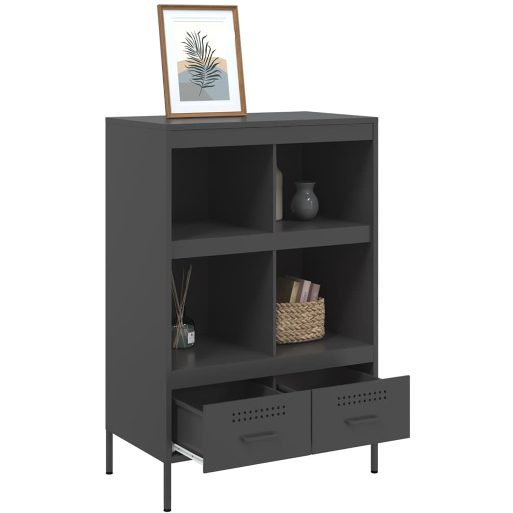 vidaXL 2 Drawer 4 Open Shelf Black Highboard Image 5