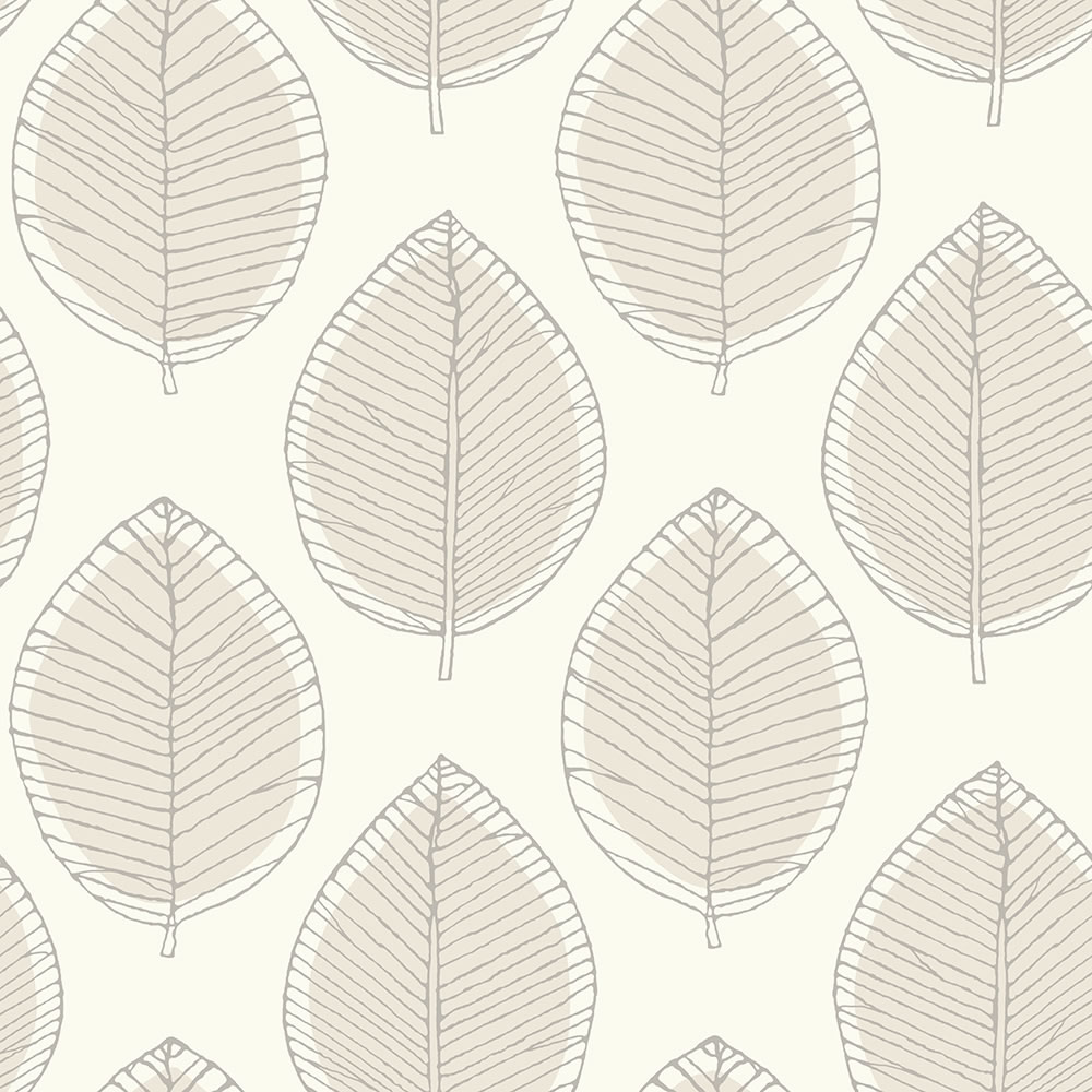 Arthouse Sketched Leaf Neutral Wallpaper Image 1