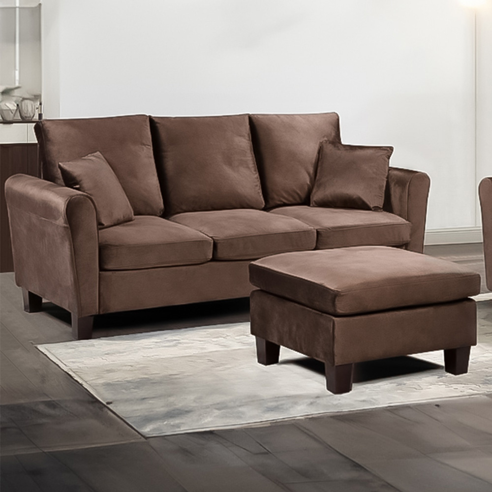 Brooklyn 5 Seater Brown Brushed Velvet Sofa Set Image 2