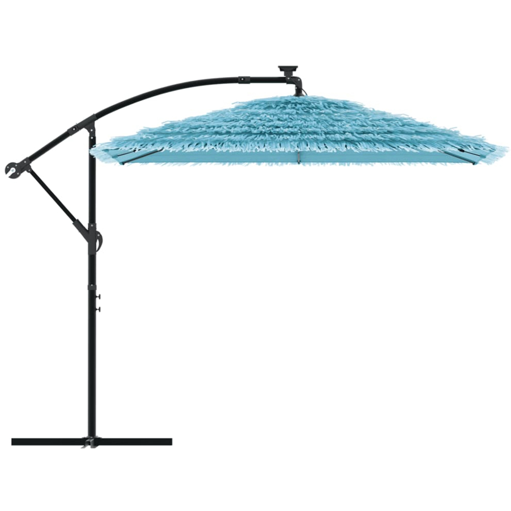 vidaXL Blue Straw Top Cantilever Parasol with Steel Pole 2.4m Image 3