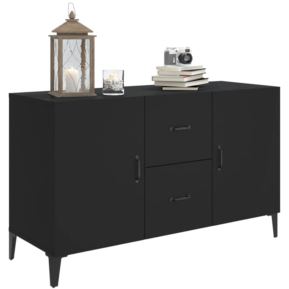 vidaXL 2 Door 2 Drawer Black Wooden Sideboard Image 4