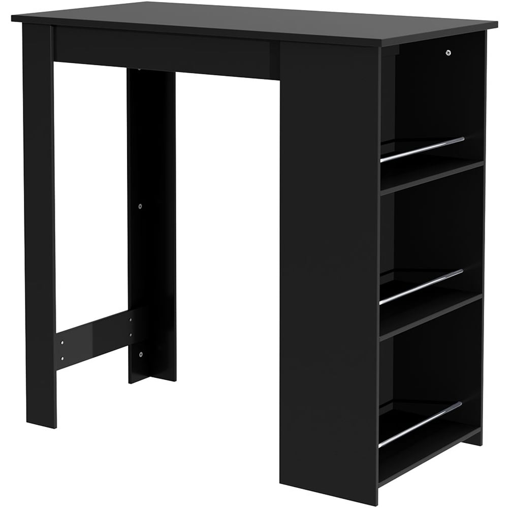 Living and Home Black Storage Bar Table Image 2