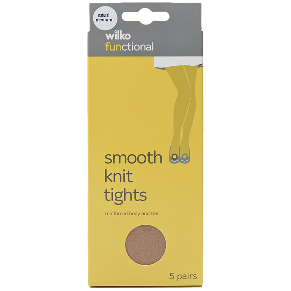 Wilko Functional Smooth Knit Tights Natural Medium 5 pack Image
