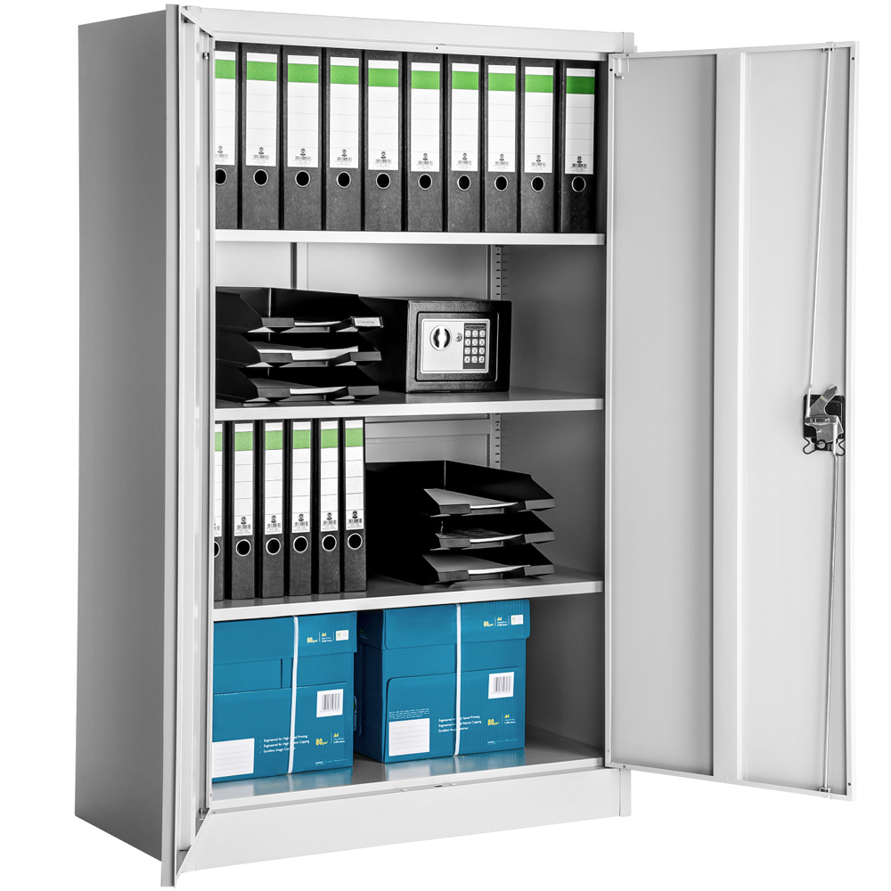 tectake 4 Shelf Grey Lockable File Cabinet Image 2