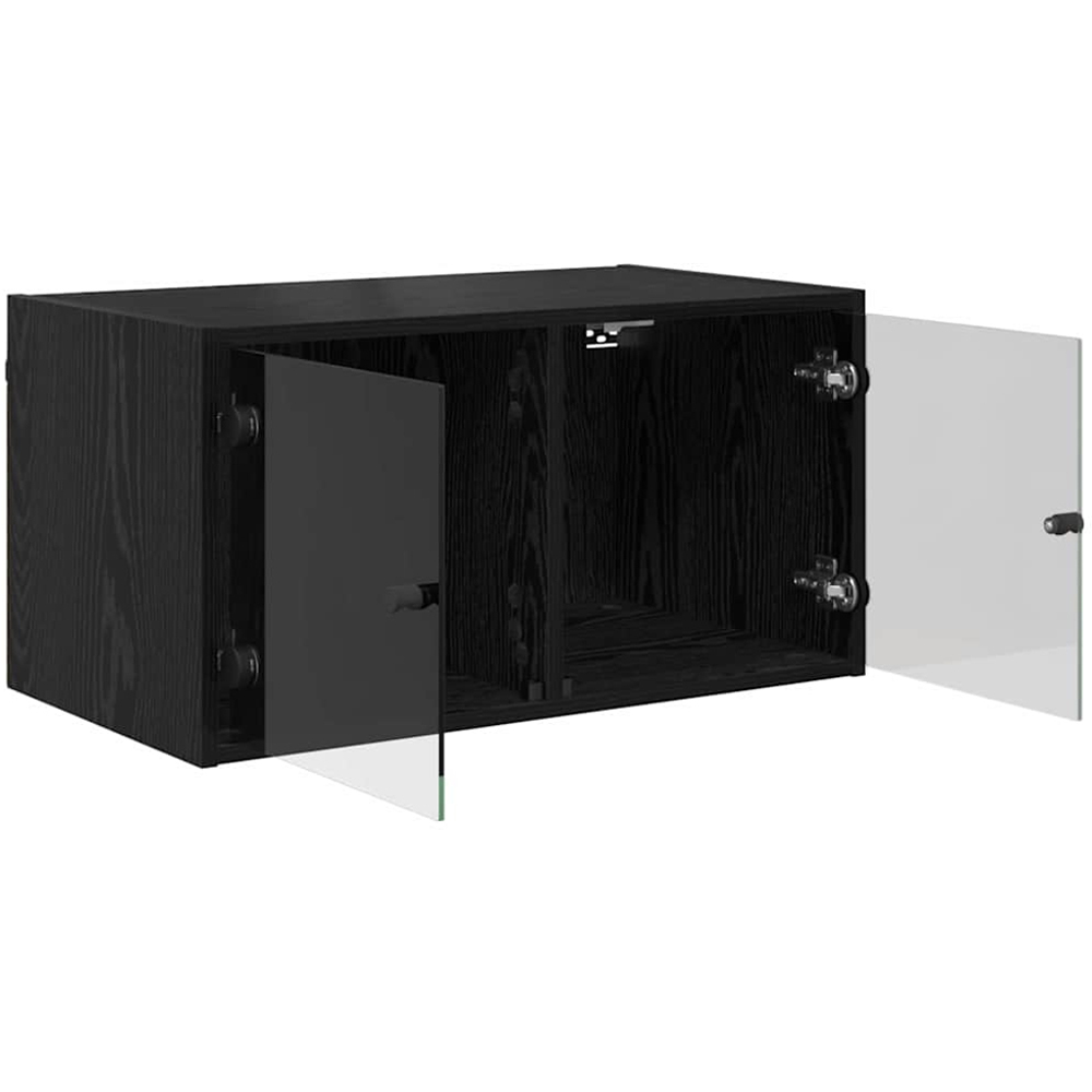 vidaXL 2 Glass Door Black Oak Wall Cabinet Set of 2 Image 3